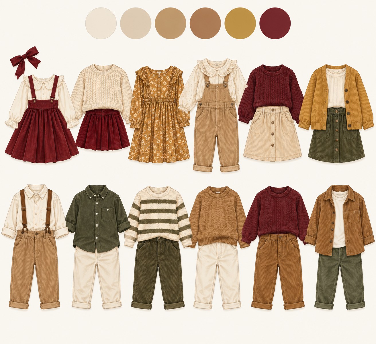 Ideas de roupa: crema, beixe, camel, caramelo, mostaza, burdeos e verde botella